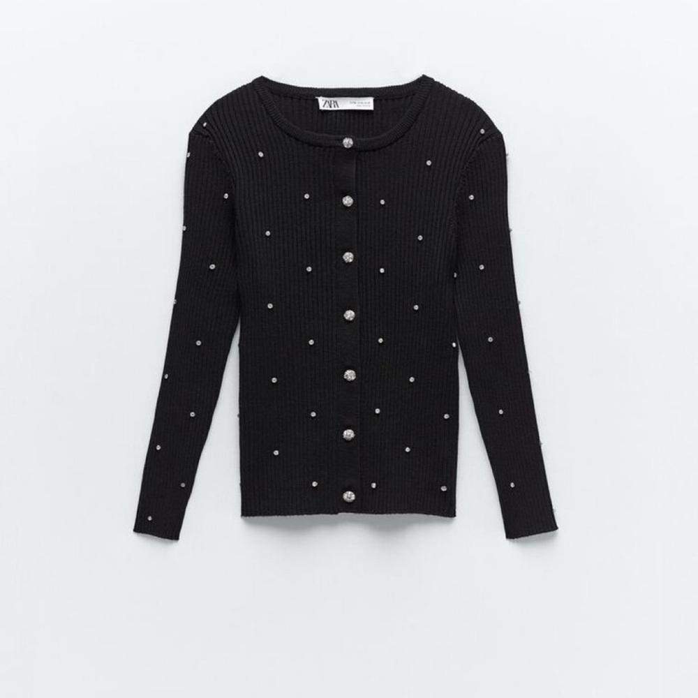 Zara Black Sweater with Pearl Details